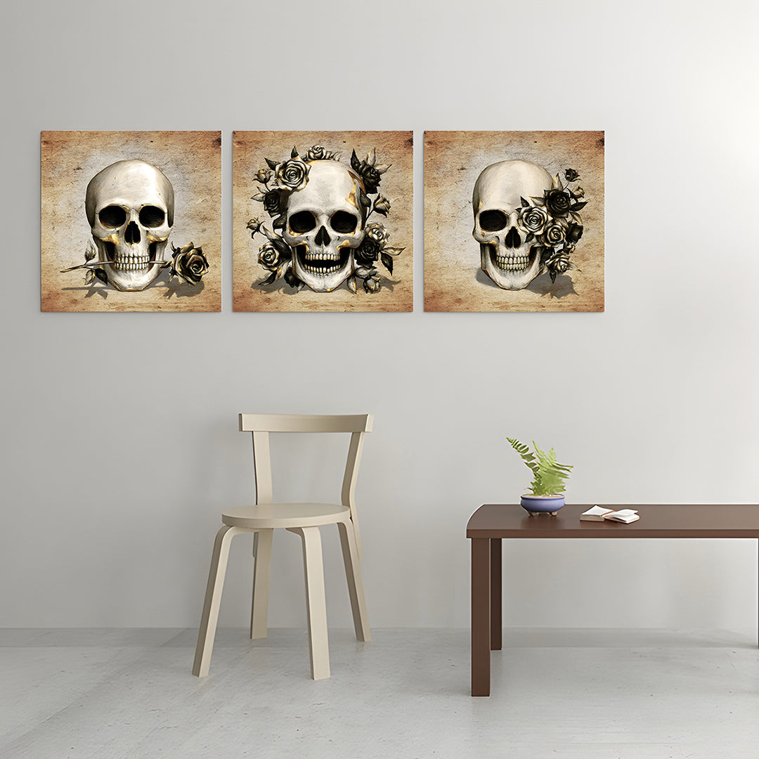 3 Panel Skull Canvas Wall Art – Canvas Bubble