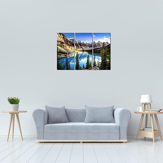 3 and 5 Panel Moraine Lake and Mountain Range Alberta Canada Landscape Mountain & Lake - 3 Panel (12"x24" each) image