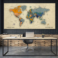 Multi Sky Style World Map Canvas, Push Pin World Travel Map, Personalized Large World Map, DIY Push Pin Travel Map Canvas