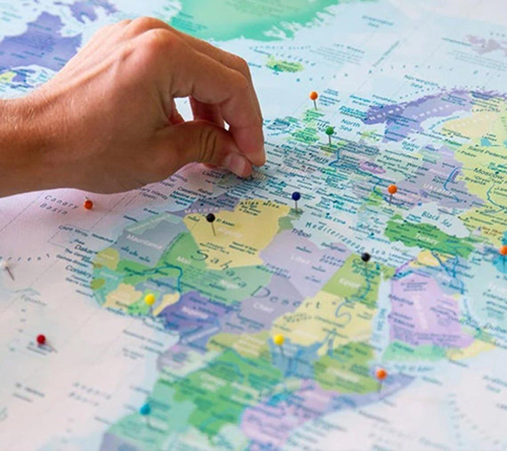 Cobalt Blue World Map Canvas, Push Pin World Travel Map, Personalized Large World Map, DIY Push Pin Travel Map Canvas image 3