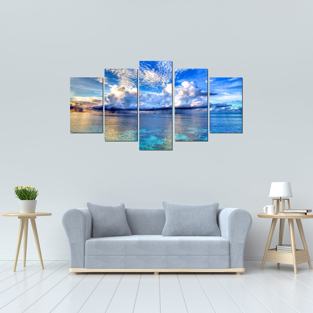 Tropical blue water and clouds at its best  - multi panel canvas art image 1